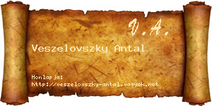 Veszelovszky Antal névjegykártya